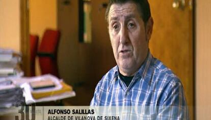 Alfonso Salillas, alcalde de Villanueva de Sijena, durante la emisi&oacute;n del &#039;30 minuts&#039; de TV-3.