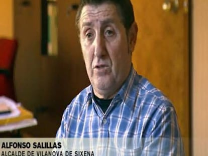 Alfonso Salillas, alcalde de Villanueva de Sijena, durante la emisi&oacute;n del &#039;30 minuts&#039; de TV-3.