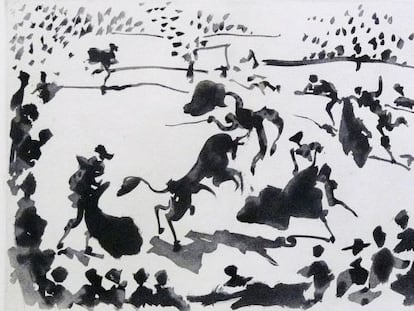 'La cogida', una de las 26 aguatintas de Picasso.