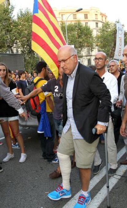 El portavoz de CiU en el Congreso, Josep Antoni Duran Lleida, durante su participación en la manifestación.