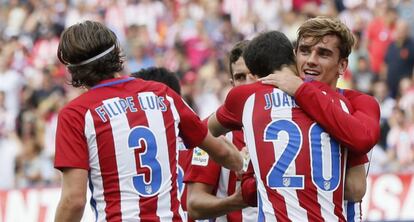 Los jugadores del Atlético de Madrid en la pasada jornada de Liga