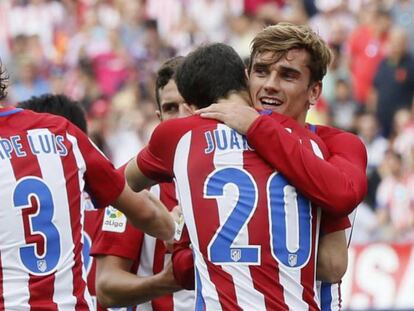 Los jugadores del Atlético de Madrid en la pasada jornada de Liga