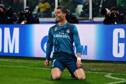 Cristiano Ronaldo celebra su gol en Turín.