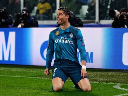 Cristiano Ronaldo celebra su gol en Turín.