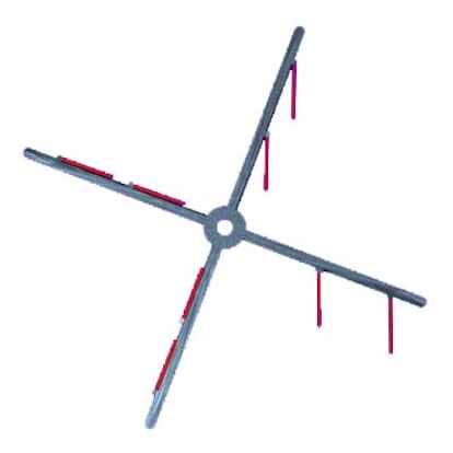 Esquema de funcionamiento de la turbina de BarcoMW, rotando en sentido contrario a las agujas del reloj. El viento (desde arriba) hace girar a las palas y las láminas que albergan éstas van cambiando su orientación. A la izquierda, ofreciendo al viento la mayor resistencia, y en el resto de palas, minimizándola.