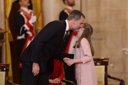 Felipe VI besa a su hija Sofía.