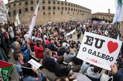 Manifestaci&oacute;n en Santiago en defensa de la lengua gallega por el D&iacute;a das Letras.