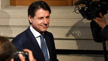 El profesor Giuseppe Conte tras reunirse con Sergio Mattarella.