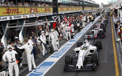 Imagen del pit lane en Australia. 