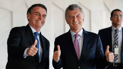 Bolsonaro recebe Macri em Brasília, em janeiro deste ano.