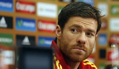 Xabi Alonso, durante la rueda de prensa.