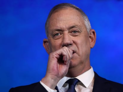 Benny Gantz, presidente del Parlamento de Israel y líder de la coalición Azul y Blanco, el pasado 3 de marzo tras el cierre de urnas en Tel Aviv.