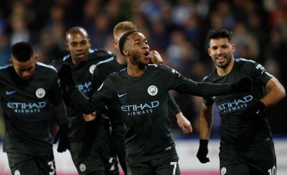 Sterling celebra el gol de la victoria.