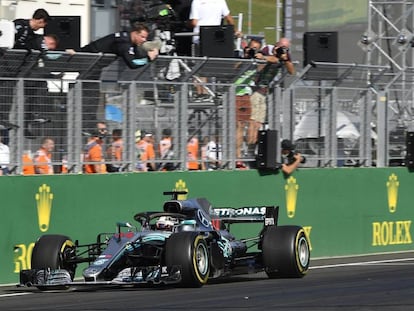 Hamilton, tras imponerse en el GP de Hungría. 