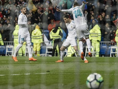 Cristiano celebra su primer gol al Getafe. 