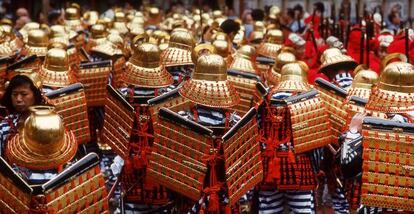 Desfile de samur&aacute;is en la localidad japonesa de NIkko. 