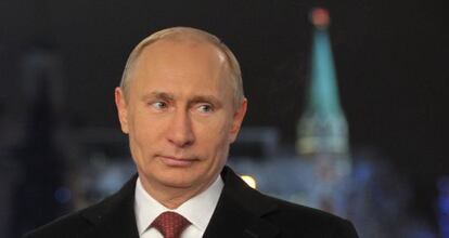 El presidente ruso, Vlad&iacute;mir Putin, durante su mensaje de A&ntilde;o Nuevo. 