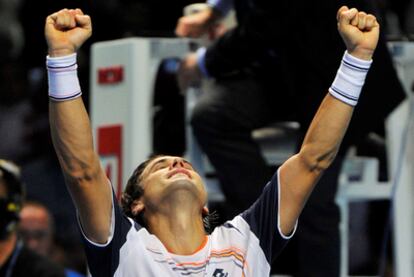 David Ferrer celebrates his victory.