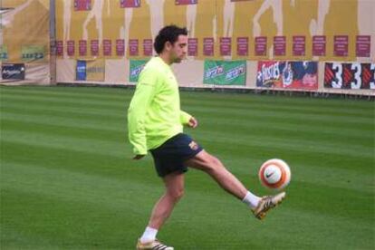 Xavi, entrenndose ayer en La Masa.