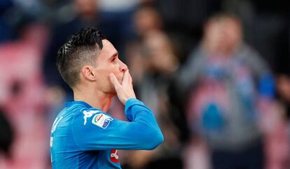 Callej&oacute;n celebra su gol al Verona el 6 de enero.