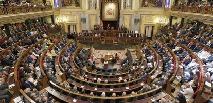 Vista del hemiciclo del Congreso de los Diputados.