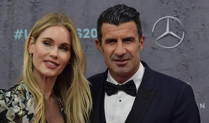 Luis Figo y su esposa, Helen Svedin, en la entrega de premios Laureus celebrados en Berlín.