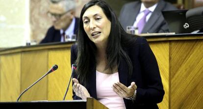 Dolores L&oacute;pez, en su intervenci&oacute;n en el debate de la comunidad.