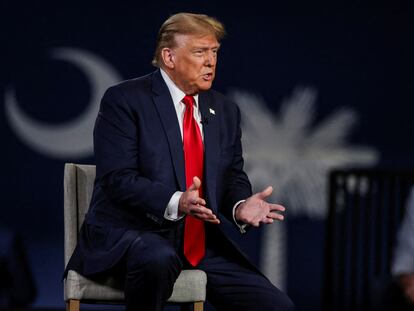 Donald Trump during a televised town hall in Greenville, South Carolina, on February 20.