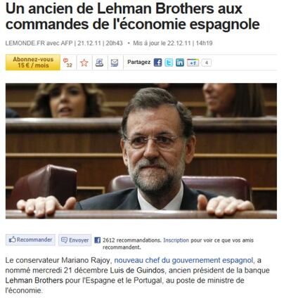 Crónica del periódico francés 'Le Monde' sobre el nuevo Gobierno de Rajoy.