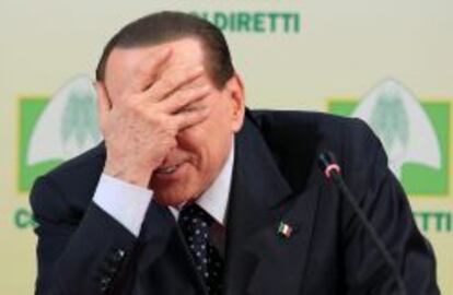 El ex primer ministro italiano Silvio Berlusconi, durante un acto de campaña electoral en Roma el pasado mes de febrero.