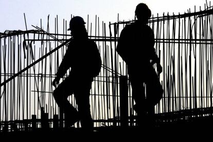 Obreros en una construcción en Texas