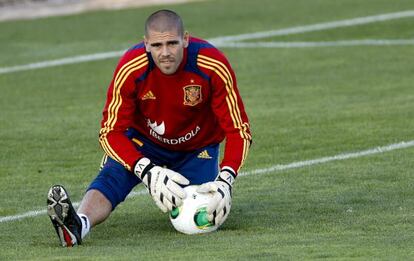 Valdés, en un entrenamiento con la selección. 