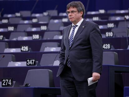 Carles Puigdemont, el pasado dia 3 de mayo, en un momento en el Parlamento europeo. EFE/EPA/JULIEN WARNAND