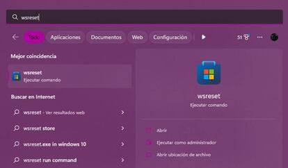 Reset tienda Windows