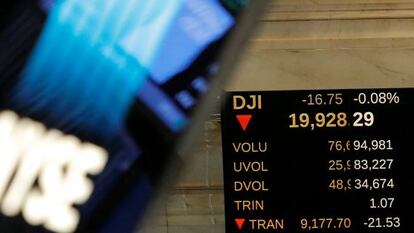 Cotizaci&oacute;n del &iacute;ndice Dow Jones, en la Bolsa de Nueva York, el mi&eacute;rcoles.