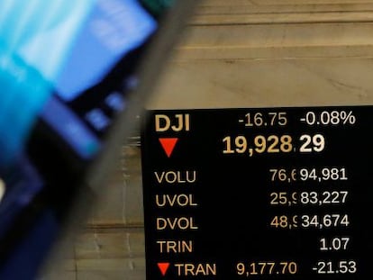 Cotizaci&oacute;n del &iacute;ndice Dow Jones, en la Bolsa de Nueva York, el mi&eacute;rcoles.