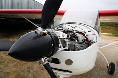 Avioneta con el motor híbrido instalado. 