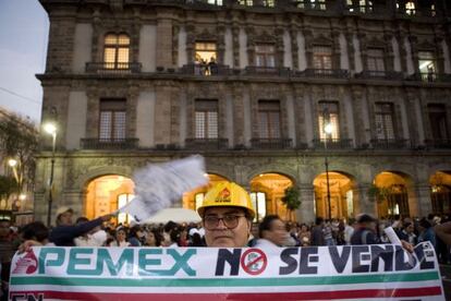 Una protesta contra la reforma de Pemex, el pasado marzo.