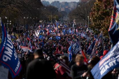 La protesta llamada "Stop the Steal" avanzando en la ciudad de Washington D.C.