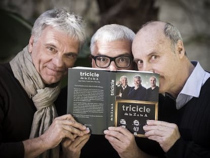 Carles Sans, Joan Gr&agrave;cia y Paco Mir, ayer al presentar su libro en Barcelona.