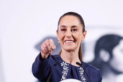 Claudia Sheinbaum durante su conferencia matutina en Ciudad de México.