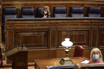 La vicepresidenta segunda, Yolanda Díaz, este miércoles en el Congreso de los Diputados.