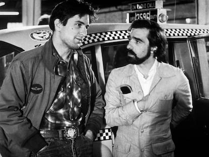 Robert de Niro y Martin Scorsese en 1976, durante el rodaje de 'Taxo Driver'.