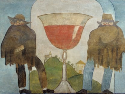 Fragment de la decoració mural de les Galeries Laietanes, per Xavier Nogués, del 1915.