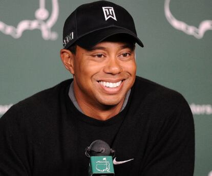 Tiger Woods en la rueda de prensa que dio ayer en Augusta National.