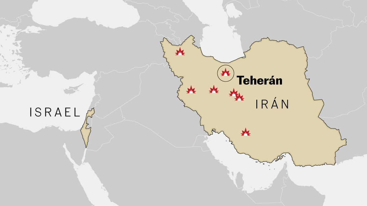 Mapas de los objetivos del ataque de Israel a Irán: programa nuclear y líderes militares