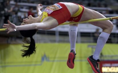 Ruth Beitia en uno de los fallos cometidos este s&aacute;bado en Praga.