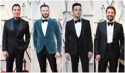 Javier Bardem, Chris Evans, Rami Malek y Bradley Cooper: cuatro hombres para cuatro esmóquines.