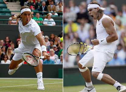 Feliciano López, a la izquierda, y Rafael Nadal, en sus partidos de cuartos de final.