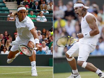 Feliciano López, a la izquierda, y Rafael Nadal, en sus partidos de cuartos de final.